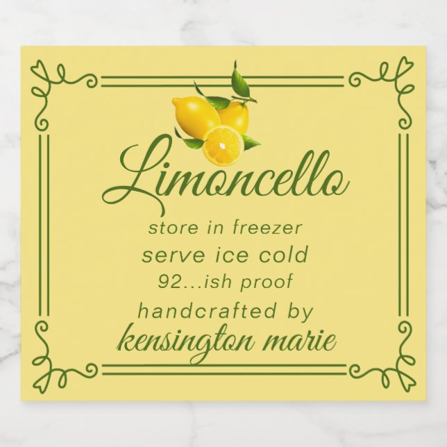 Rótulo De Limoncello Moderno Trendy Para Frasco Pe (Rótulo Único)