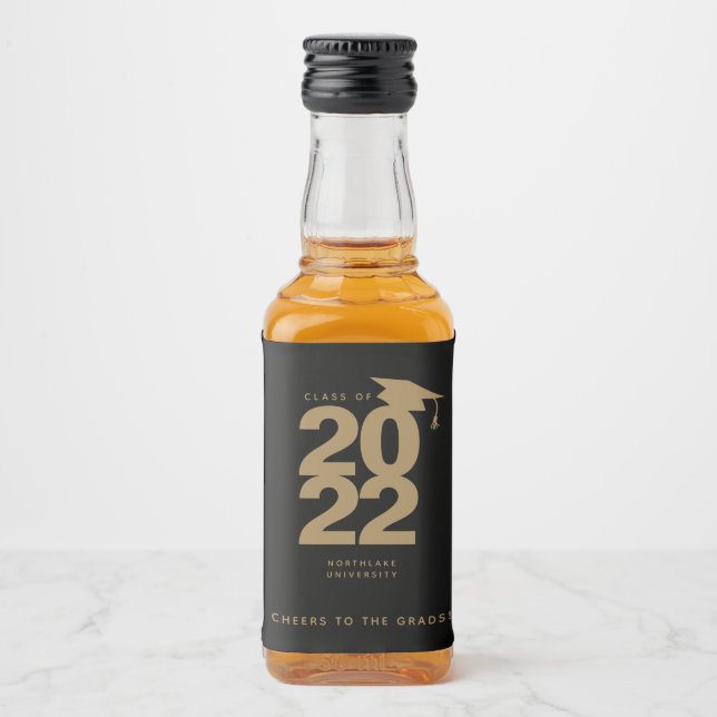 Rótulo de Mini Álcool para Graduação Dourada e Pre (Frente)