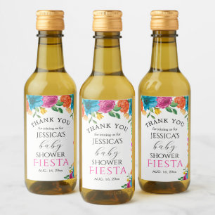 Rótulo de Mini Frasco de Vinho Floral Fiesta chá d
