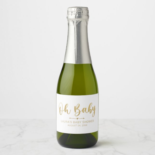 Rótulo de Mini Garrafa de Vinho Dourado de Bebê (Frente)