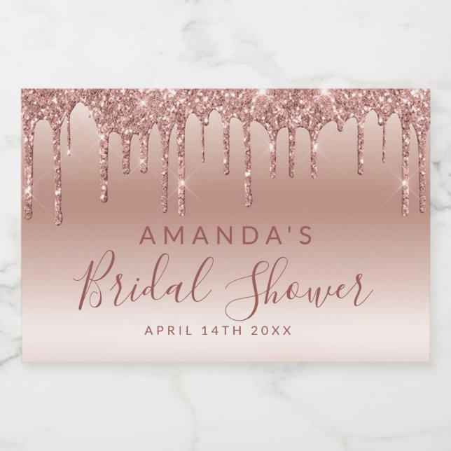 Rótulo de Mini Vinho Espumante Dourado com Rosa de (Rótulo Único)