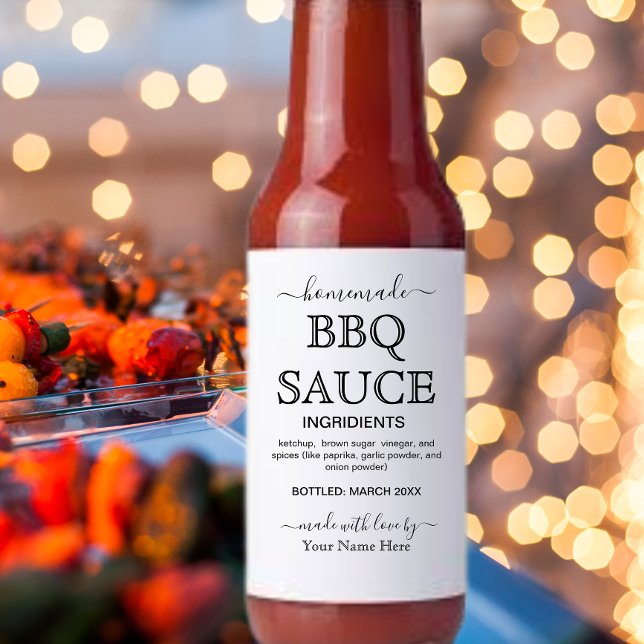Rótulo de Molho BBQ Caseiro Personalizado em Letra (Criador carregado)
