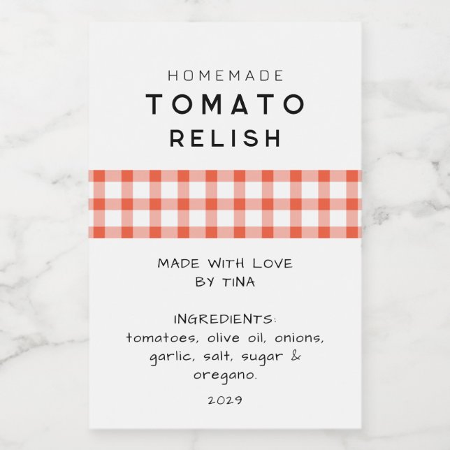 Rótulo de Molho de Tomate Caseiro Editável (Rótulo Único)