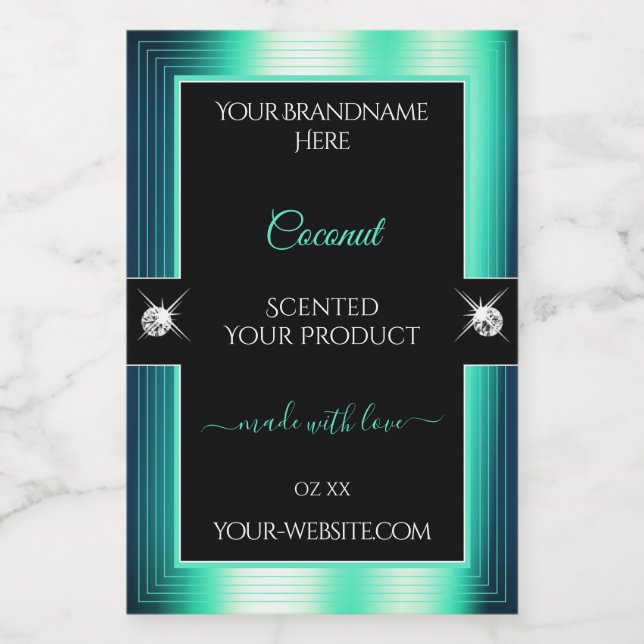 Rótulo de Produto de Brilhantes de Teais Pretos Ac (Rótulo Único)