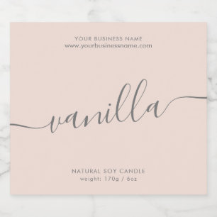 Rótulo de produto de vela com script cor-de-rosa c