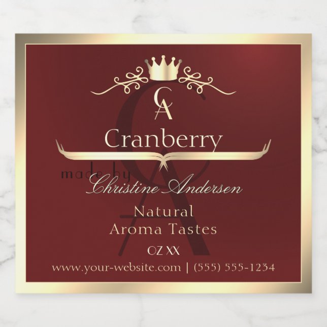 Rótulo de produto tinto com quadro Dourado Monogra (Rótulo Único)