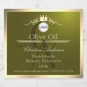 Rótulo de Produto Verde Oliva Logotipo de Moldura