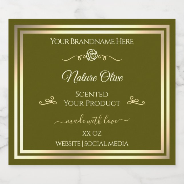 Rótulo de Produto Verde-Olividade Dourado Frame Vi (Rótulo Único)