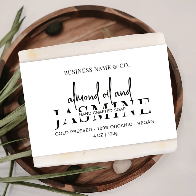 Rótulo de quebra de banda de Bar de sabão simples  (Minimalist soap bar belly band style label in black and white with space for ingredients)