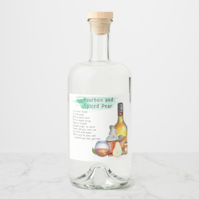 Rótulo de Receita de Coquetel de Assinatura Presen (Frente)