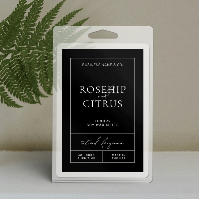 Rótulo de Retângulo 3x2 Vertical com Cera de Soja  (Modern vertical 3x2" product labels in black and white minimalist design)