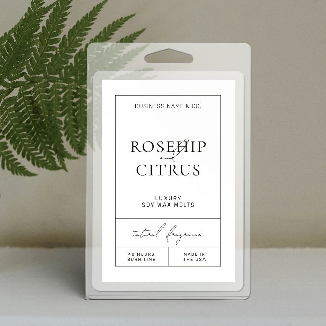 Rótulo de Retângulo Moderno da Vela de Soja Elegan (Elegant vertical product labels in apothecary style, perfect for clamshells, boxes, pouches or jars)