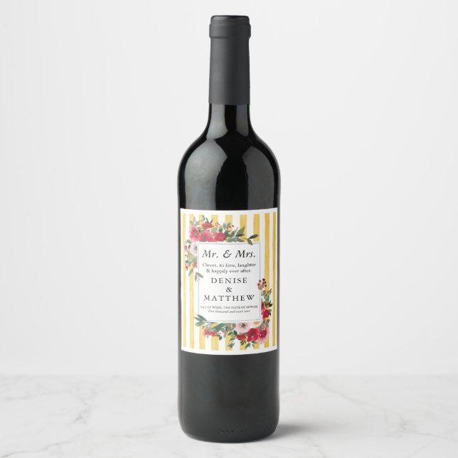Rótulo de Rosas selvagens e Daffodil de Vinho de S (Frente)