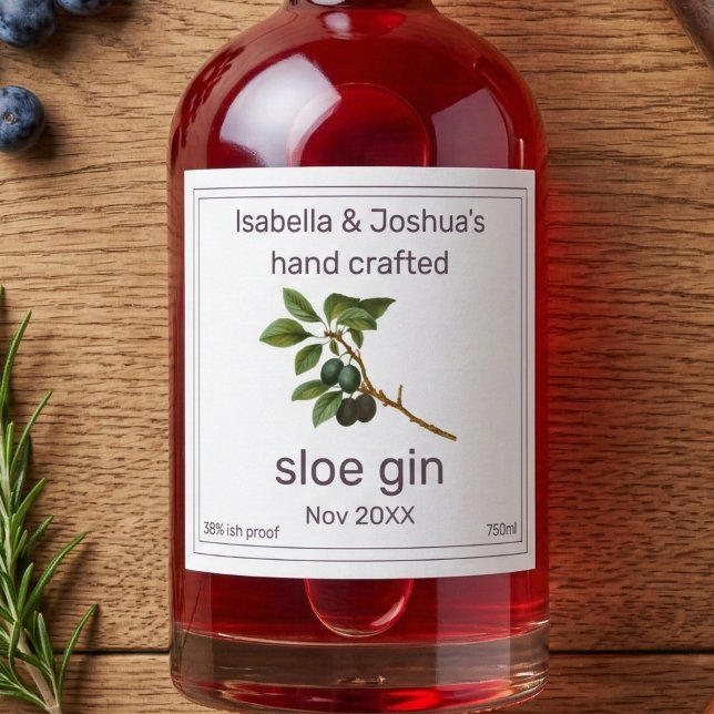 Rótulo de Sloe Gin caseiro feito com amor (Criador carregado)