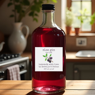 Rótulo de Sloe Gin caseiro feito com amor