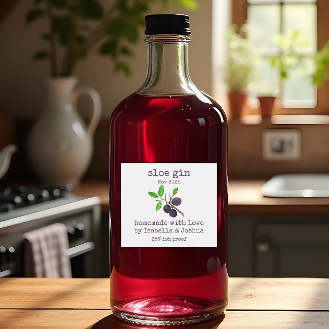 Rótulo de Sloe Gin caseiro feito com amor (Criador carregado)