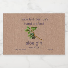 Rótulo de Sloe Gin em papel colorido Kraft