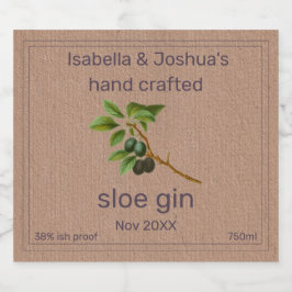 Rótulo de Sloe Gin em papel colorido Kraft