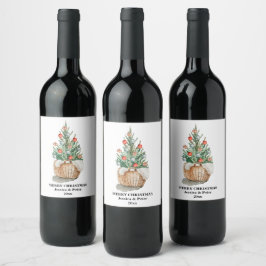 Rótulo de vinho Árvore de Natal Tradicional