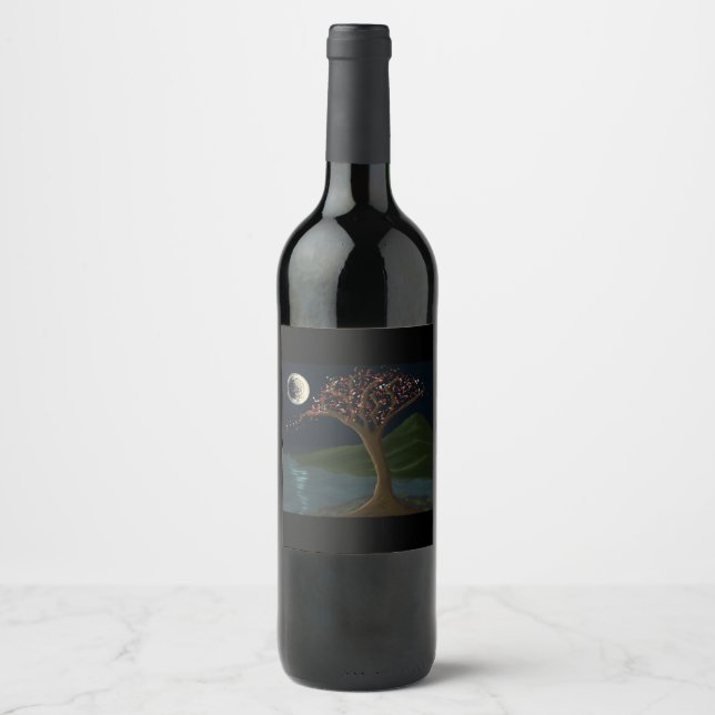 Rótulo de vinho Árvore do Rio ao Luar (Frente)