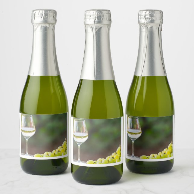 Rótulo de Vinho Branco & Uvas (Garrafas)
