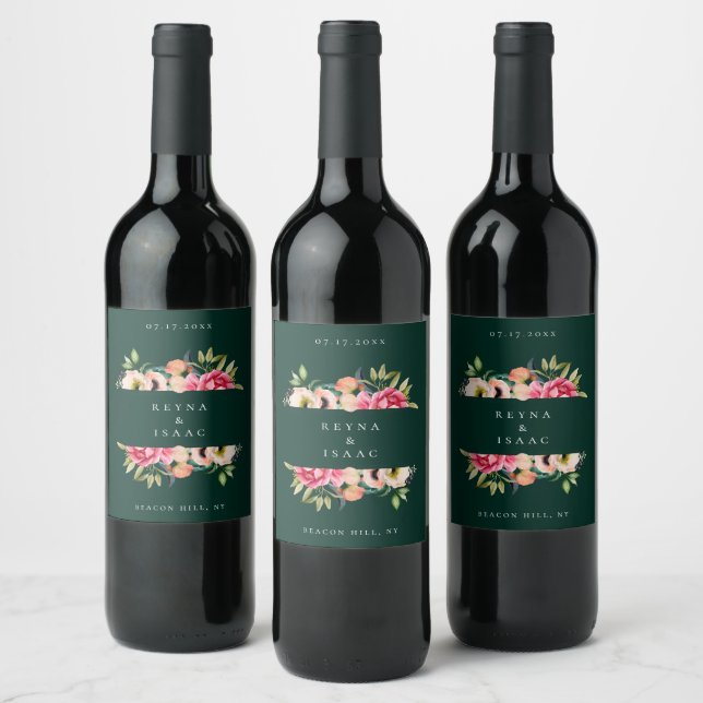 Rótulo de Vinho com Moldura Floral Boêmia (Garrafas)