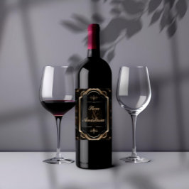 Rótulo de Vinho da Camada de Máscara Dourada Elega