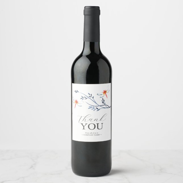 Rótulo De Vinho Da Dragonfly Vermelha Obrigado (Frente)