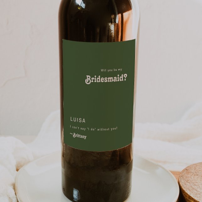 Rótulo de Vinho da Proposta de Bridesmaa Verde-Oli (Criador carregado)