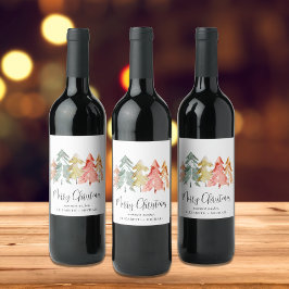 Rótulo de Vinho das Árvores de Natal Merry