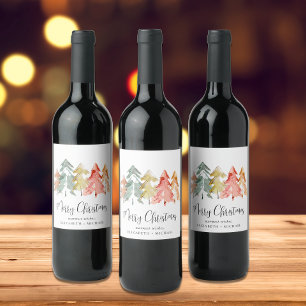 Rótulo de Vinho das Árvores de Natal Merry
