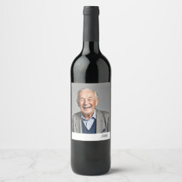 Rótulo de Vinho de Aniversário com Foto e Monogram