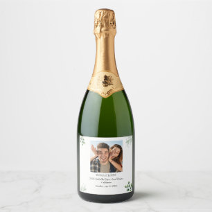 Rótulo de Vinho de Casamento com Fonte Vintage e F