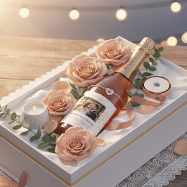 Rótulo de Vinho de Casamento com Foto Personalizad