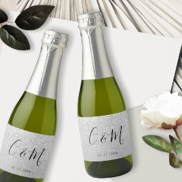 Rótulo de Vinho de Casamento com Lata de Prata de 