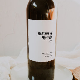 Rótulo de Vinho de Casamento com Letra Retroativa 