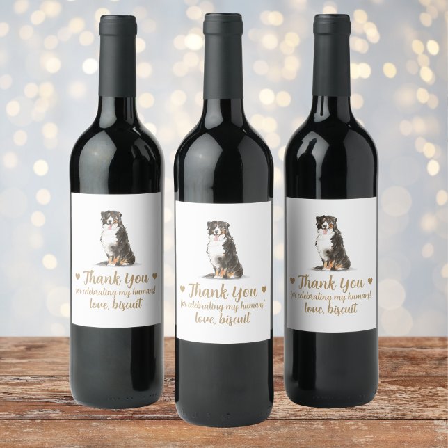 Rótulo de Vinho de Casamento de Cães Personalizado (Criador carregado)