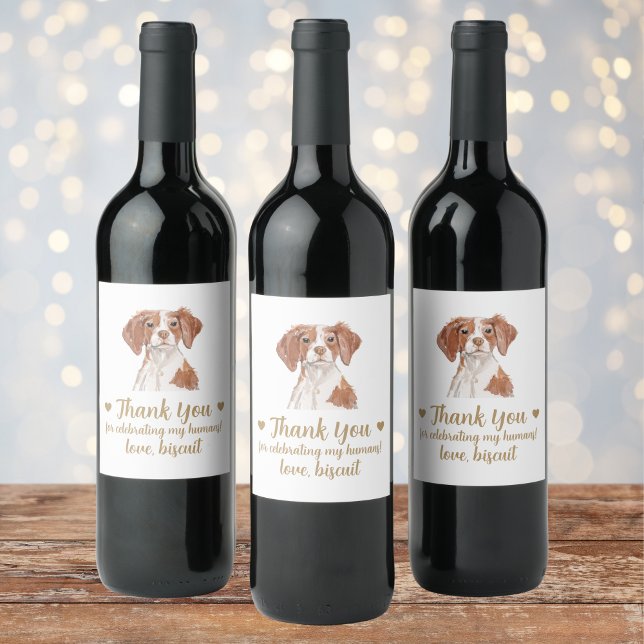 Rótulo de Vinho de Casamento de Cães Personalizado (Criador carregado)