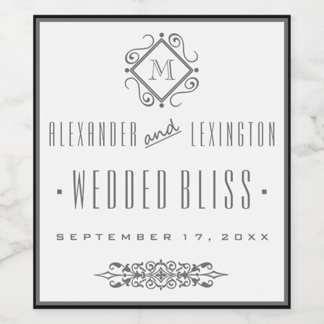 Rótulo de Vinho de Casamento de Cinzas Elegantes (Rótulo Único)
