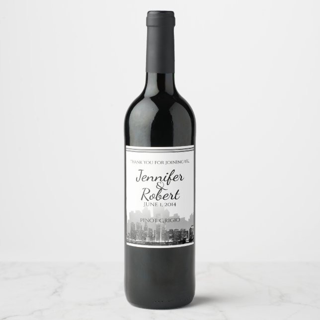 Rótulo de Vinho de Casamento de Destino de Chicago (Frente)