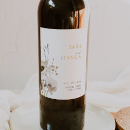 Rótulo de Vinho de Casamento de Flores Selvagens W