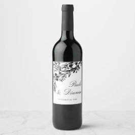 Rótulo De Vinho De Casamento De Folhas Botânicas D