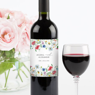 Rótulo de Vinho de Casamento de Jardim de Flores S