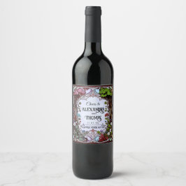Rótulo de Vinho de Casamento de Nouveau Cottagecor