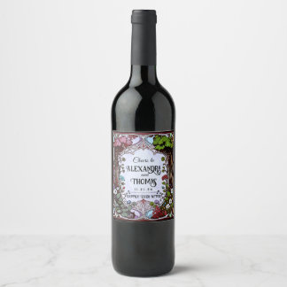 Rótulo de Vinho de Casamento de Nouveau Cottagecor