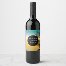 Rótulo de Vinho de Casamento de Palmeiras Tropicai