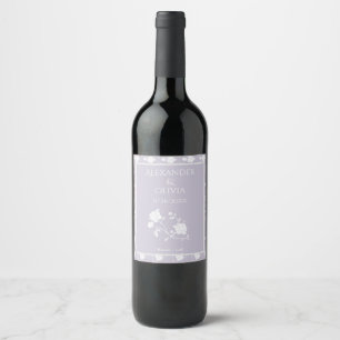 Rótulo de Vinho de Casamento de Rosa lavanda