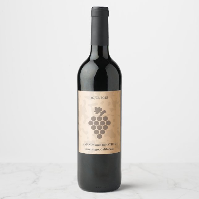Rótulo de Vinho de Casamento de Vinha Minimalista  (Frente)