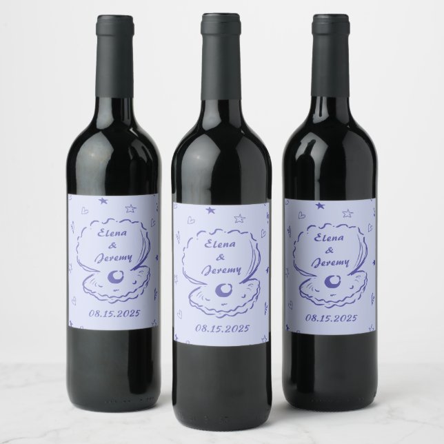 Rótulo De Vinho De Casamento Desenhado À Mão Fedor (Garrafas)