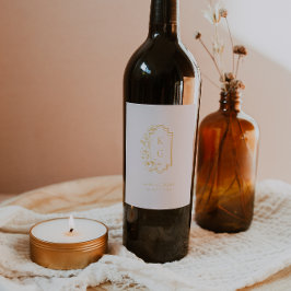 Rótulo de Vinho de Casamento do Monograma de Pé Bo